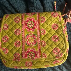 Vera Bradley Quilted Green and Pink Crossbody Bag
